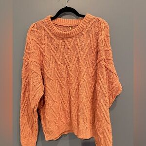 Free People Isla Cableknit Sweater in Pink